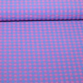 Seersucker Karo XL Pink Blau