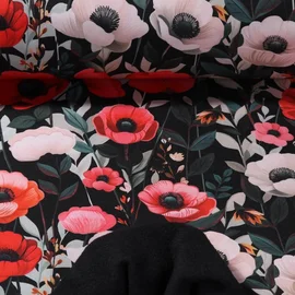 Softshell Mohnblumen Schwarz