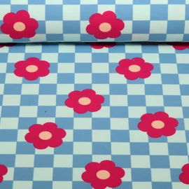 Softsweat Karos und Blumen Blau