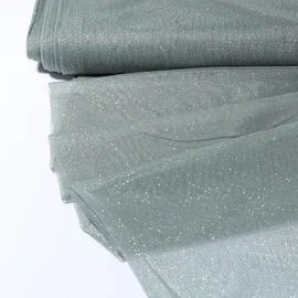 Softtüll Glitzer Gold Altgrün