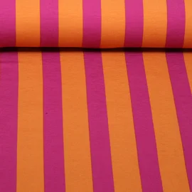 Sommersweat Blockstreifen Orange Pink