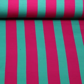Sommersweat Blockstreifen Pink Grün