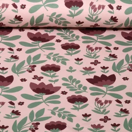 Sommersweat Blumen und Blätter Altrosa