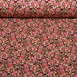 Sommersweat French Terry Blüten Beige Rosa