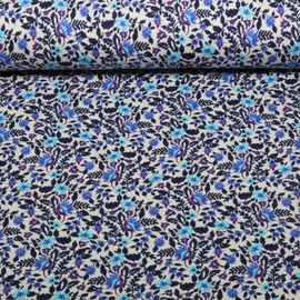 Sommersweat French Terry Blüten Hellgrau Blau