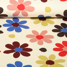 Sommersweat French Terry Blumen Ecru Multicolor
