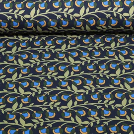 Sommersweat French Terry Blumenranken Navy