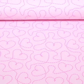 Sommersweat French Terry Herzen Glitzer Rosa