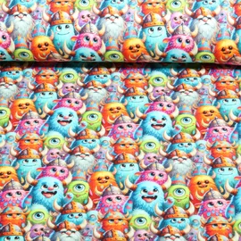 Sommersweat French Terry Monster Wikinger Multicolor