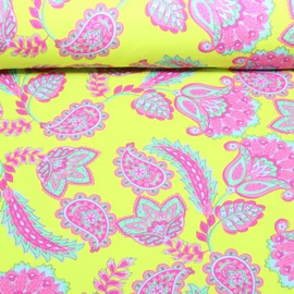 Sommersweat French Terry Paisley Blumen Lime