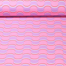 Sommersweat French Terry Retro Wellen Flieder