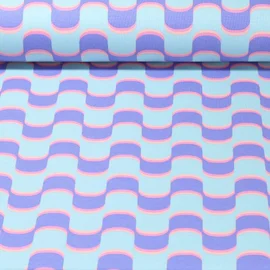 Sommersweat French Terry Retro Wellen Hellblau