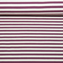 Sommersweat French Terry Streifen Ecru Aubergine Garngefärbt