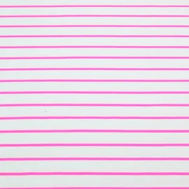 Sommersweat - French Terry Streifen Weiß Neon Pink