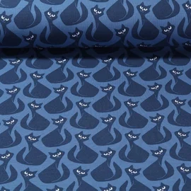 Sommersweat Katzen Blau 