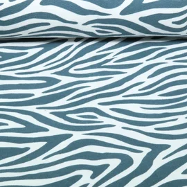 Sommersweat Krepp Zebra Ecru Petrol