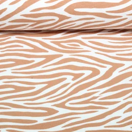 Sommersweat Krepp Zebra Weiß Hellbraun