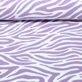 Sommersweat Krepp Zebra Weiß Lila