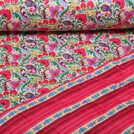 Steppstoff Doubleface Digital Blumen Rot