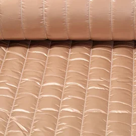 Steppstoff Glänzend Streifen Uni Beige