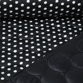 Steppstoff Quilt Kreise Punkte Schwarz Weiß