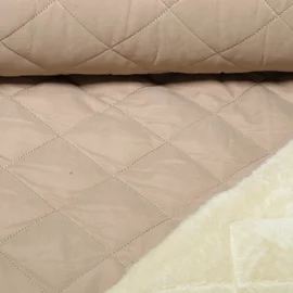 Steppstoff Wasserabweisend Teddyfell Karo Uni Beige 