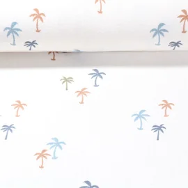 Stretch Frottee Palmen Ecru