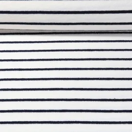 Stretch Frottee Streifen Ecru Navy
