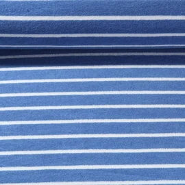 Stretch Frottee Streifen Hellblau Ecru