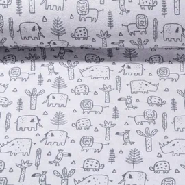 Stretch Frottee Tiere Hellgrau