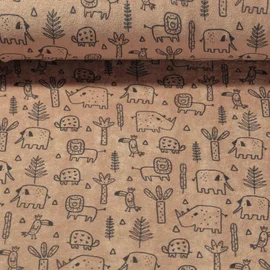 Stretch Frottee Tiere Lachsrosa