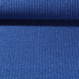 Strickjersey Gerippt Blau Melange