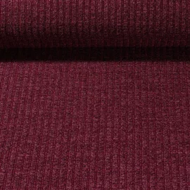 Strickjersey Gerippt Bordeaux Melange