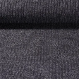 Strickjersey Gerippt Dunkelgrau Melange