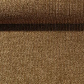 Strickjersey Gerippt Nougatbraun Melange