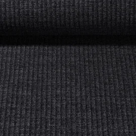 Strickjersey Gerippt Schwarz Melange