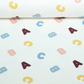 Strickjersey "Qjutie & the Qjutest" ABC Ecru