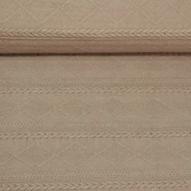 Strickjersey Zöpfe und Rauten Hellbraun 