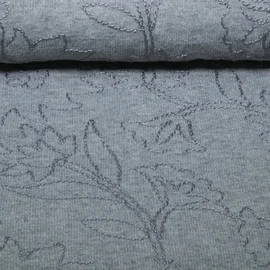 Stricksweat Blumen Bestickt Grau Melange