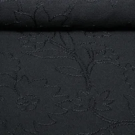 Stricksweat Blumen Bestickt Schwarz