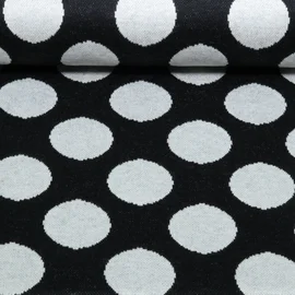 Stricksweat Jacquard Große Punkte Schwarz Weiß