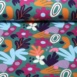 Sweat Blumen und Blätter Grün Multicolor Angeraut