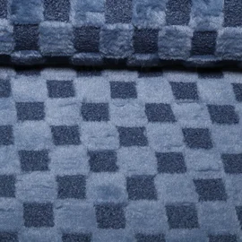 Sweat Heavy Boucle-Plüsch-Mix Karo Jeansblau