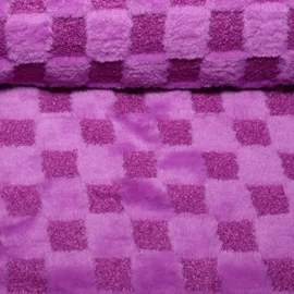 Sweat Heavy Boucle-Plüsch-Mix Karo Violett