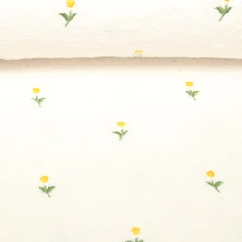 Teddyfleece Bestickt Blümchen Ecru