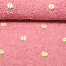 Teddyfleece Bestickt Blümchen Rosa