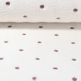 Teddyfleece Blümchen Bestickt Ecru