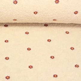 Teddyfleece Blumen Beige