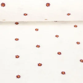 Teddyfleece Blumen Ecru