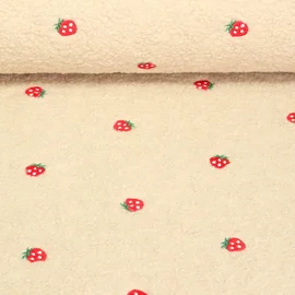 Teddyfleece Erdbeeren Beige